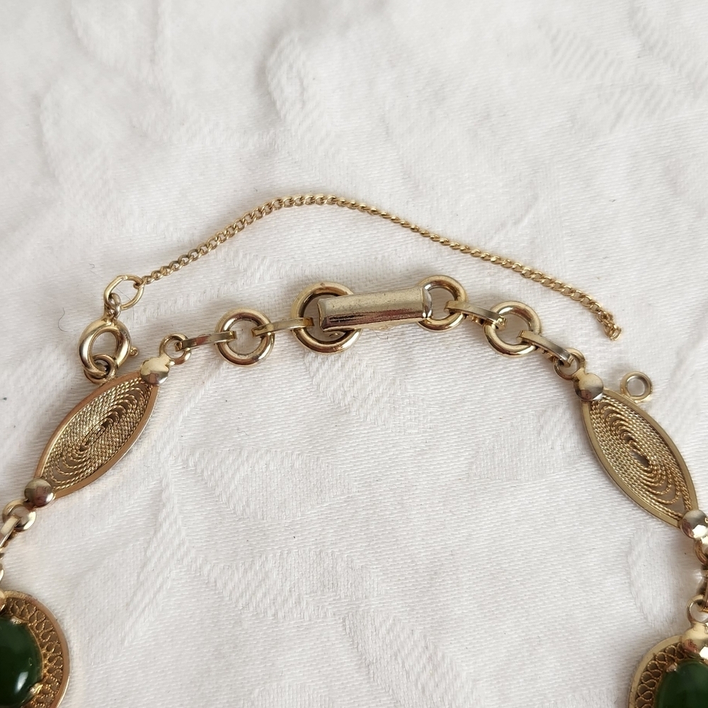 Vintage Jade Filigree Bracelet - Picture 4 of 5
